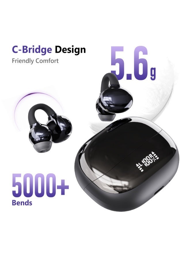 G-Tab CLIP 2 PRO Open Ear Clip Earbuds Bluetooth 5.4 Wireless Earphones, C-Bridge Clip Earbuds with Noise Cancellation, Touch Control, Stereo Sound, Waterproof, Type-C Charging, True Wireless Earbuds for iPhone & Gaming - Image 3